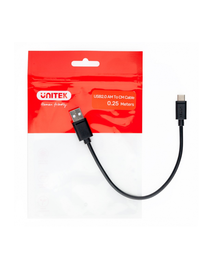 UNITEK USB CABLE USB-A — USB-C 25CM  Y-C480BK główny