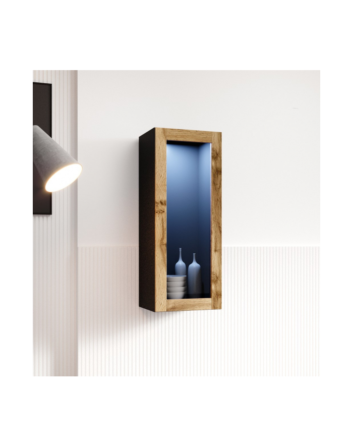 cama meble Witryna VIGO '90' szkło 90/35/32 czarny/dąb wotan główny