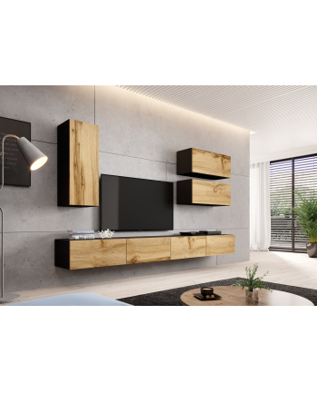 cama meble Zestaw VIGO 13 (2xRTV140+3xWIT90) czarny/dąb wotan nr 2