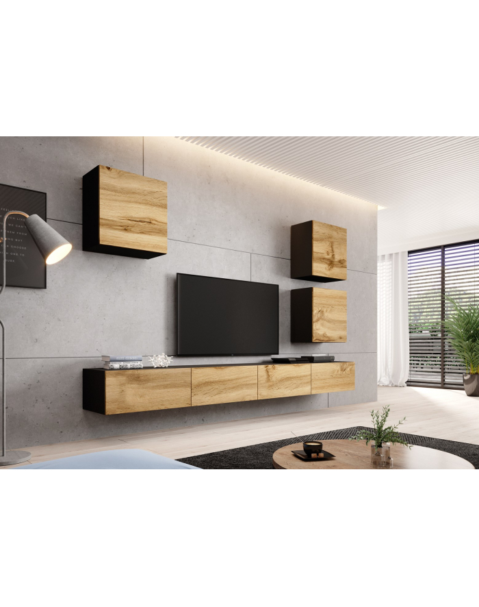 cama meble Zestaw VIGO 22 (2xRTV140+3xKW) czarny/dąb wotan główny