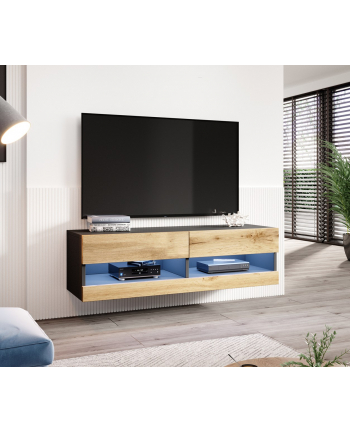 cama meble Szafka RTV VIGO NEW 140 30/140/40 czarny/dąb wotan