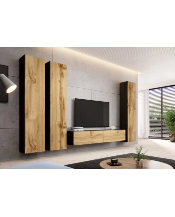 cama meble Witryna VIGO pełna'180' 180/40/30 czarny/dąb wotan nr 2