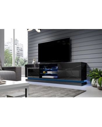 cama meble Szafka RTV QIU 200 MDF czarny połysk/czarny połysk nr 2