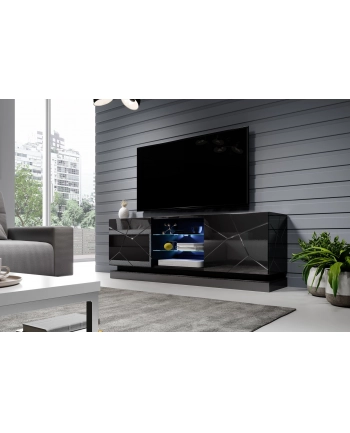 cama meble Szafka RTV QIU 160 MDF czarny połysk/czarny połysk nr 2