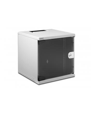 Szafa wisząca DIGITUS jednosekcyjna 10'' 6U 330x312x300mm, drzwi szklane, szara (RAL7035), zmontowana