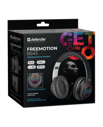 Słuchawki z mikrofonem Defender FREEMOTION B545 bezprzewodowe Bluetooth podświetlane + MP3 Player