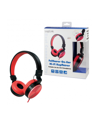Słuchawki stereo LogiLink HS0049RD składane, czerwone