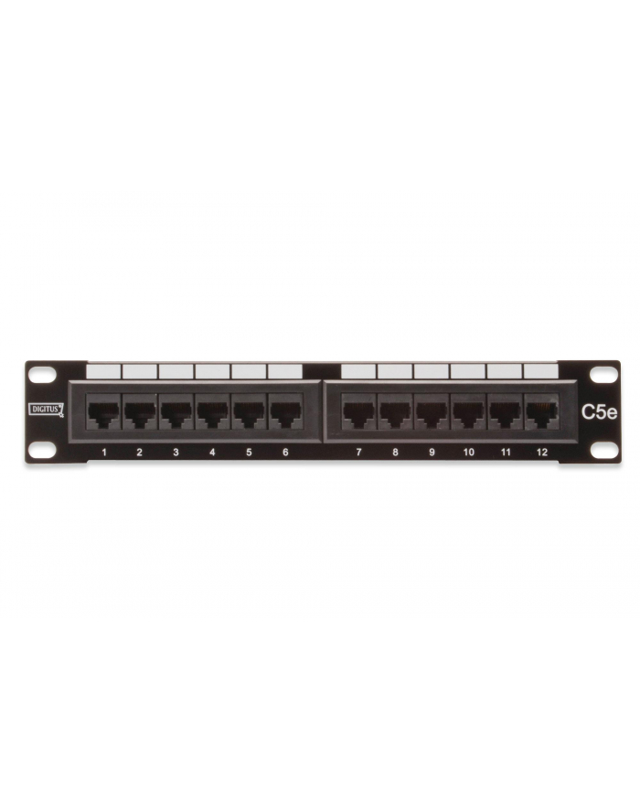 Patch panel DIGITUS 10'' 12x RJ45 UTP kat. 5e 1U (RAL 9005) główny