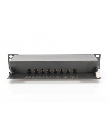 Patch panel DIGITUS 10'' 8-portów RJ-45 Kat.6 ekranowany 1U kompletny LSA, wspornik kablowy, czarny