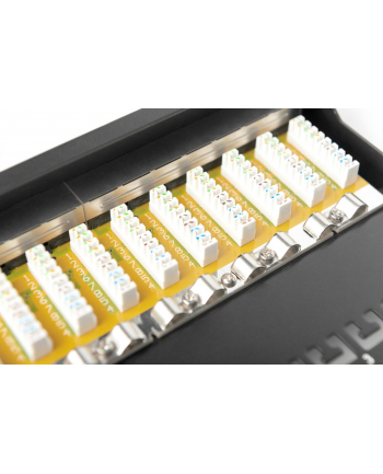 Patch panel DIGITUS 10'' 12-portów RJ-45 Kat.6 ekranowany 1U kompletny LSA, wspornik kablowy, czarny