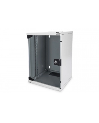 Szafa wisząca DIGITUS jednosekcyjna 10'' 9U 464x312x300mm, drzwi szklane, szara (RAL7035), zmontowana nr 1