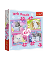 Puzzle 4w1 Zabawne kotki 34396 Trefl - nr 1