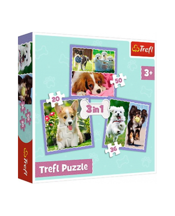 Puzzle 3w1 Urocze pieski 34854 Trefl nr 1