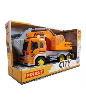 Polesie 86433 '';City''; samochód - koparka inercyjny pomarańczowy (ze światłem i dźwiękiem) w pudełku