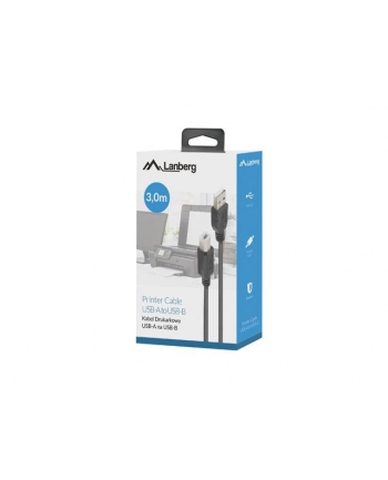 lanberg Kabel USB-A(M)-USB-B(M) 2.0 CA-USBA-15CU-0030-BK 3m