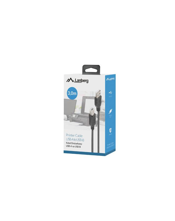 lanberg Kabel USB-A(M)-USB-B(M) 2.0 CA-USBA-15CU-0030-BK 3m główny