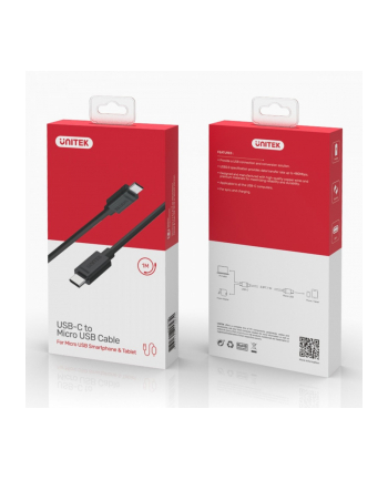 unitek Kabel USB TYP-C DO microUSB 2.0, 1m, Y-C473BK