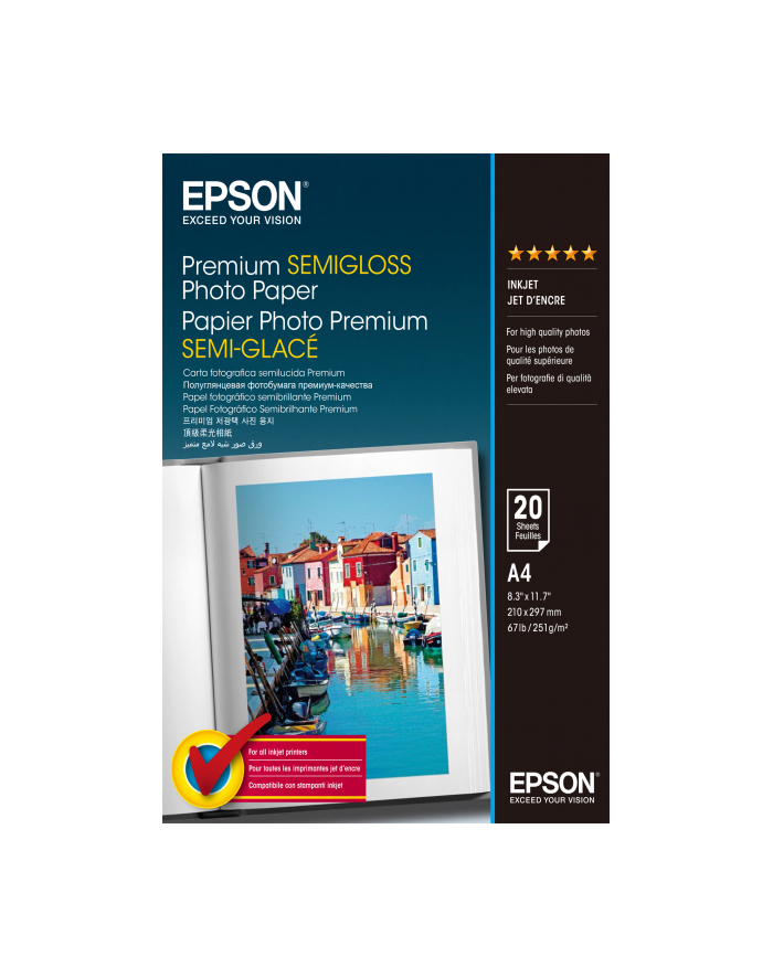 epson Papier Premium Semigloss Photo 20 Arkuszy 251 g/m  A4 główny