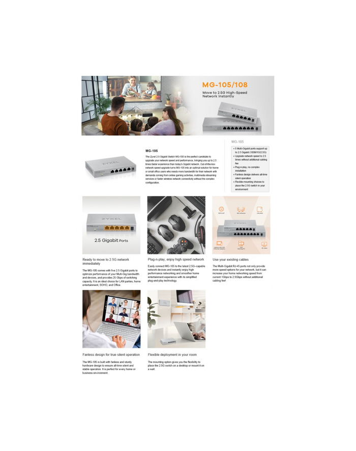 zyxel MG105 5Ports Desktop 2,5G unmanaged Switch MG-105-ZZ0101F główny