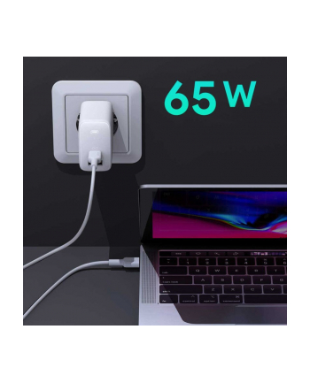 aukey PA-B3 Ultraszybka ładowarka sieciowa 2xUSB Power Delivery (1xUSB A+1xUSB C) 65W 5.4A Biała