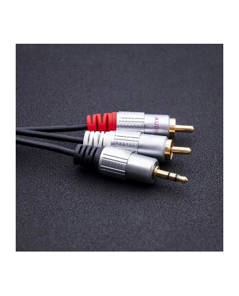 qoltec Kabel 2xRCA / Mini Jack 3.5mm | 2m | czarny nr 1
