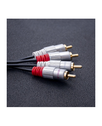 qoltec Kabel 2xRCA męski / 2xRCA męski | 1m | czarny