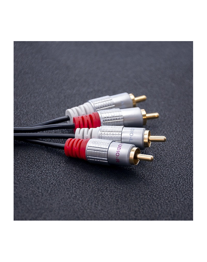 qoltec Kabel 2xRCA męski / 2xRCA męski | 1m | czarny główny
