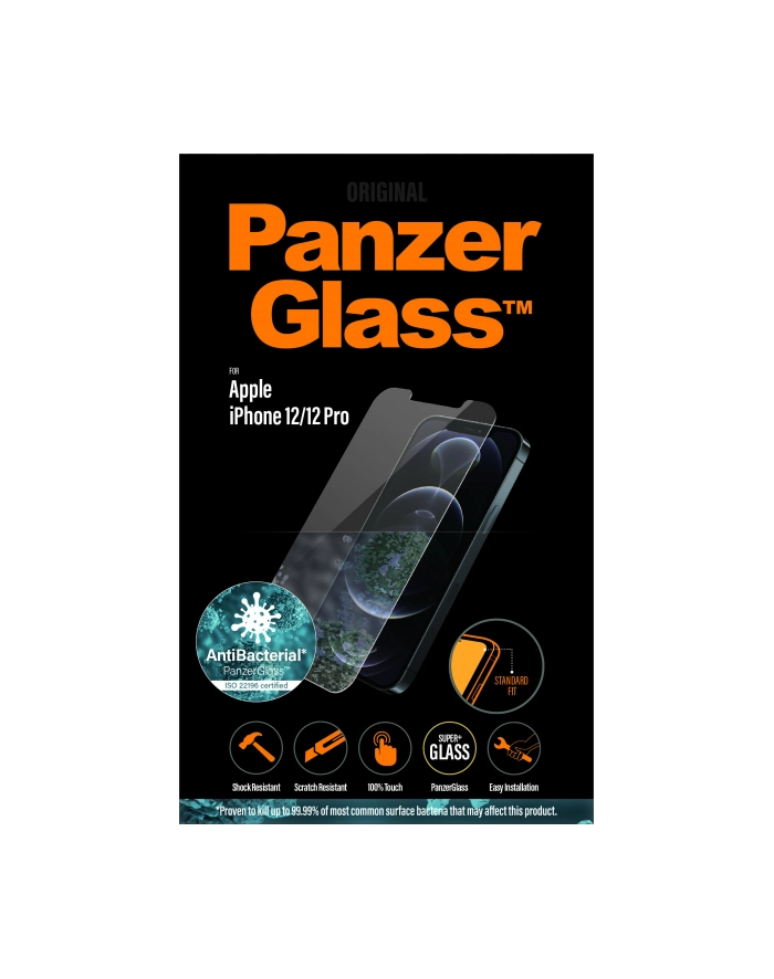 panzerglass Szkło ochronne Standard Super+ iPhone 12/12 Pro AntiBacterial główny