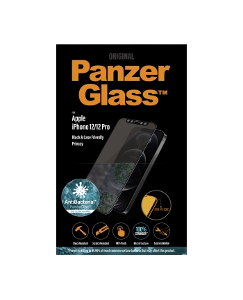 panzerglass Szkło ochronne E2E Super+ iPhone 12/12 Pro Case Friendly            AntiBacterial Microfracture Privacy nr 1