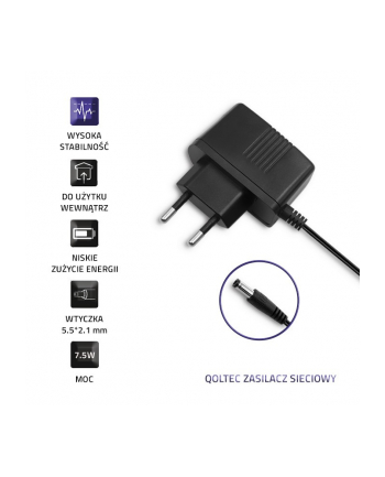 qoltec Zasilacz wtyczkowy 7.5W | 7.5V | 1A | 5.5*2.1