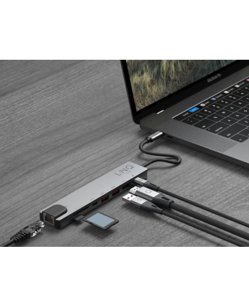 linq Hub 8w1 2xUSB-C, USB-C PD, 2xUSB 3.2, HDMI, SD, GbE