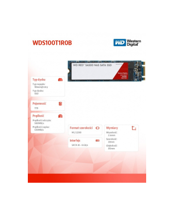 western digital Dysk Red SSD 1TB M.2 2280 SA 500 WDS500G1R0B