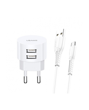 usams Ładowarka sieciowa T20 2XUSB 2,1A USB-C Kabel