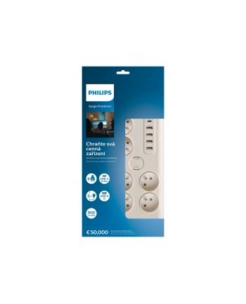 philips Listwa antyprzepięciowa 6 gniazd AC Fr 40W, 2 m nr 1