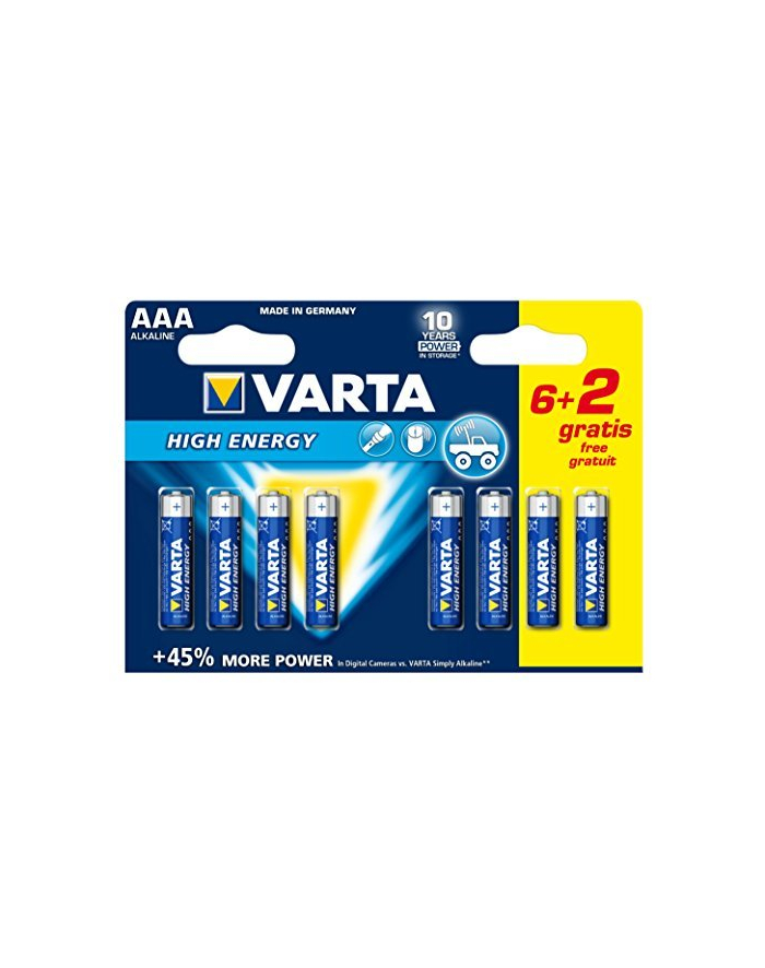 Varta High Energy LR03-AAA, alkaliczna, 1.5V, sztuk 8 (04903-121-418) główny