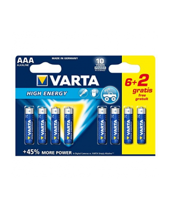 Varta High Energy LR03-AAA, alkaliczna, 1.5V, sztuk 8 (04903-121-418)