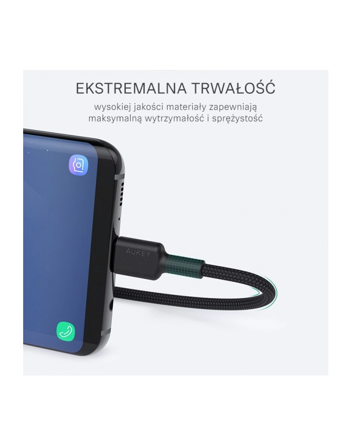 aukey CB-CA2 nylonowy kabel Quick Charge USB C-USB 3.1 | FCP | AFC | 2m | 5 Gbps | 3A | 60W PD | 20V główny