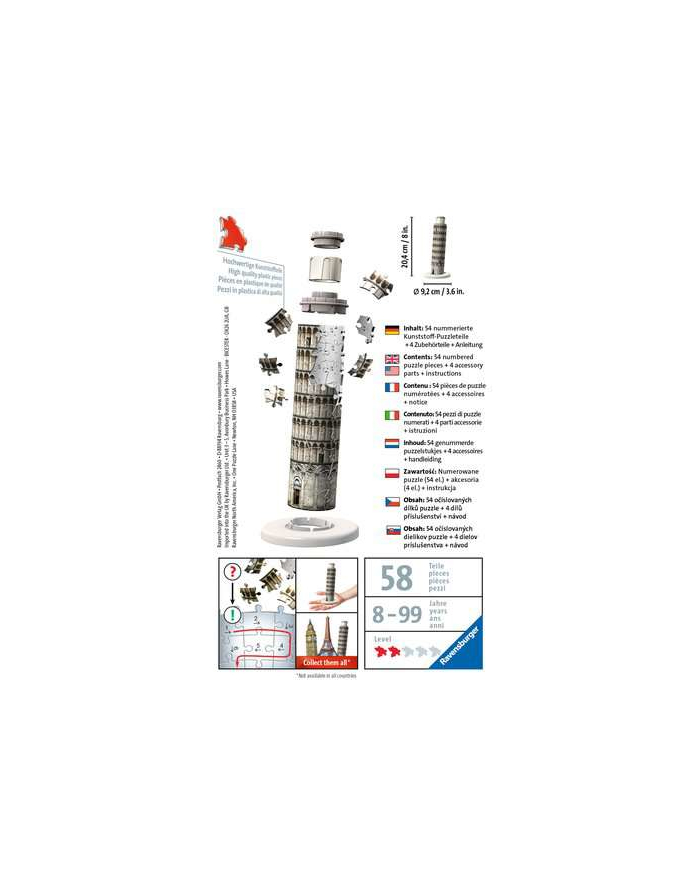 ravensburger RAV puzzle 3D Mini budynki Wieża w Pizzie 11247 główny