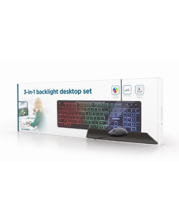 GEMBIRD 3-in-1 backlight desktop set Kolor: CZARNY US layout