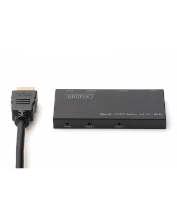 DIGITUS DS-45322 Ultra Slim HDMI Splitter 1x2 4K/60Hz HDR HDCP 2.2 18Gbps Micro USB powered