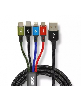 IBOX USB MULTI 4 IN 1 CABLE: 2X USB-C MICRO USB LIGTNING - COLOR CABLE