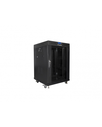 LANBERG free standing rack 19inch cabinet 15U 600x600 glass door LCD flat pack Kolor: CZARNY