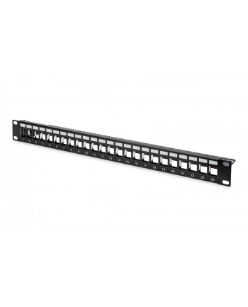 DIGITUS Patch Panel Case 1U for Keystone Module 24-Port 19Inch for RJ45 and LWL module Kolor: CZARNY - Towar z uszkodzonym opakowaniem (P) nr 1