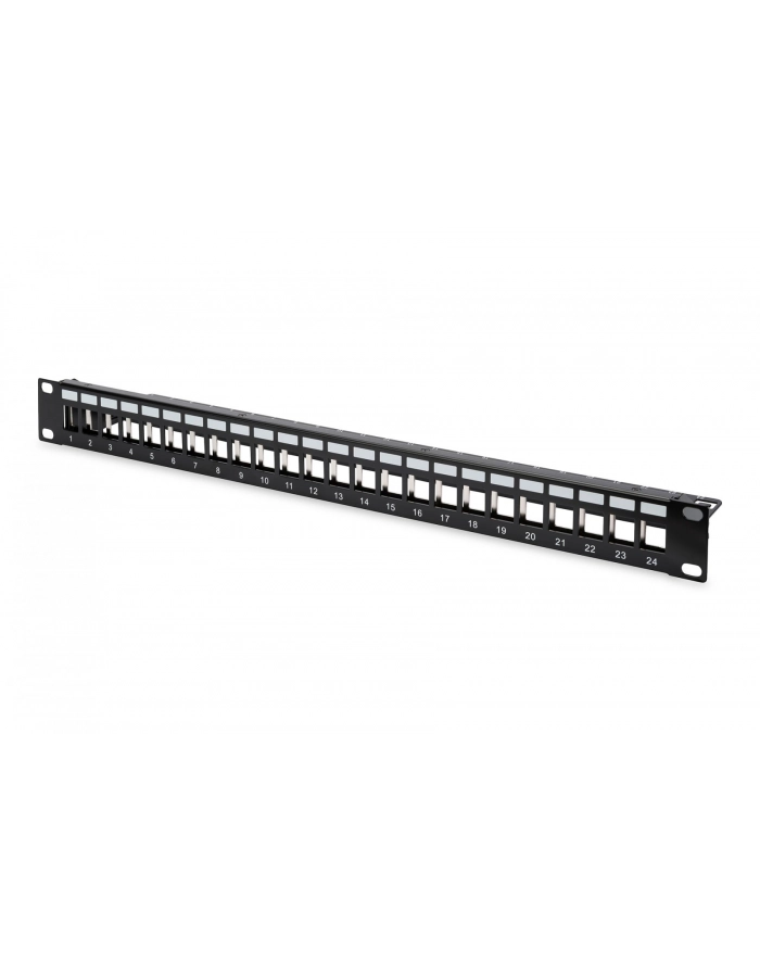 DIGITUS Patch Panel Case 1U for Keystone Module 24-Port 19Inch for RJ45 and LWL module Kolor: CZARNY - Towar z uszkodzonym opakowaniem (P) główny