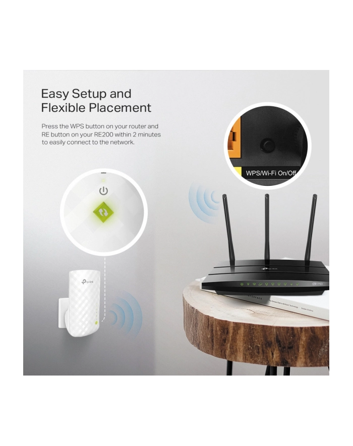 TP-LINK RE200 Dual Band AC750 Wireless Range Extender POSKOZENE BALENI - Towar z uszkodzonym opakowaniem (P) główny