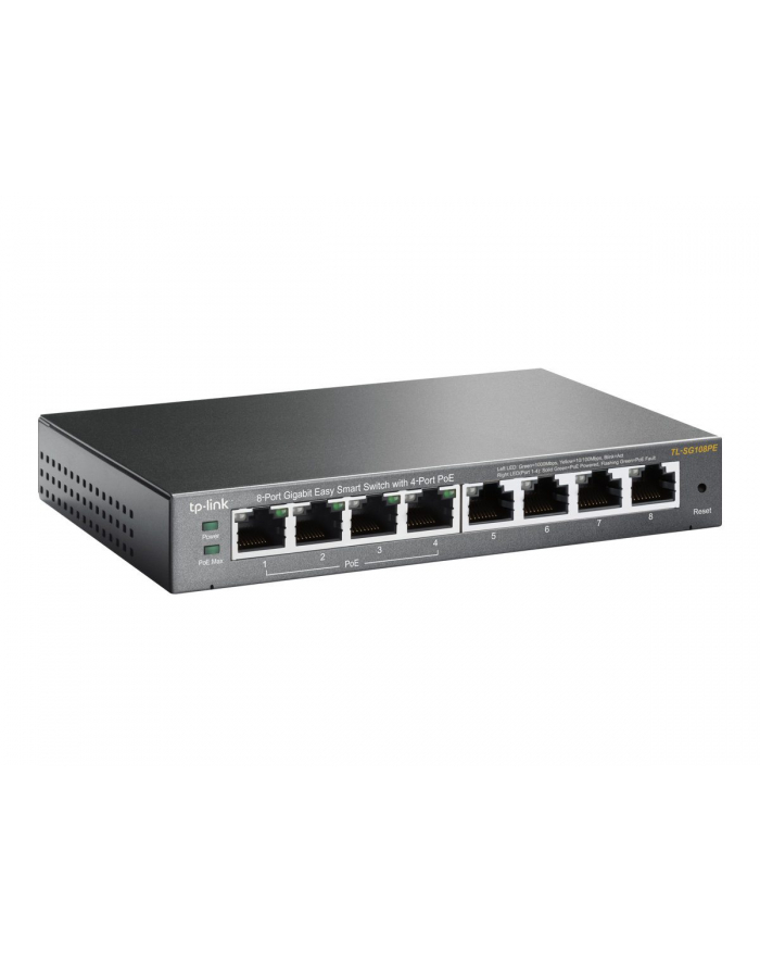 TP-LINK TL-SG108PE PoE+ Easy Smart Switch 8x10/100/1000Mbps 4xPoE+ 64W budget - Towar z uszkodzonym opakowaniem (P) główny