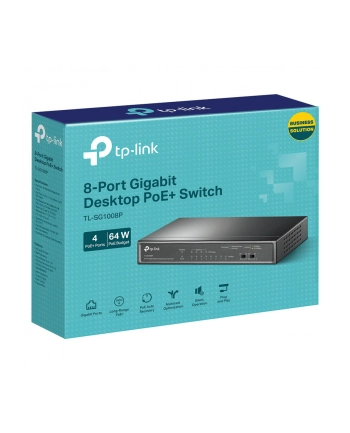 TP-LINK 8-Port Gigabit Desktop PoE Switch 8x10/100/1000Mbps RJ45 ports including 4 PoE ports