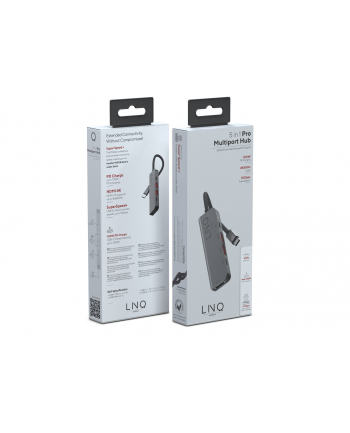 linq Wieloportowy Hub 5w1 HDMI 4K,2xUSB-A 3.2,USB-C 3.2,USB-C PD 100W