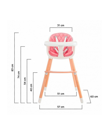 kinderkraft Krzesełko do karmienia 2w1 Sienna różowe