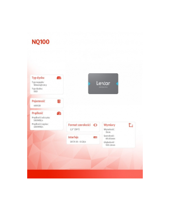 lexar Dysk SSD NQ100 480GB SATA3 2.5 560/480MB/s